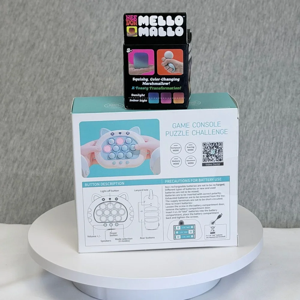 Tuosiqi Cat Puzzle Game Machine & NeeDoh Mello Mallo Color Changing Squishy Set